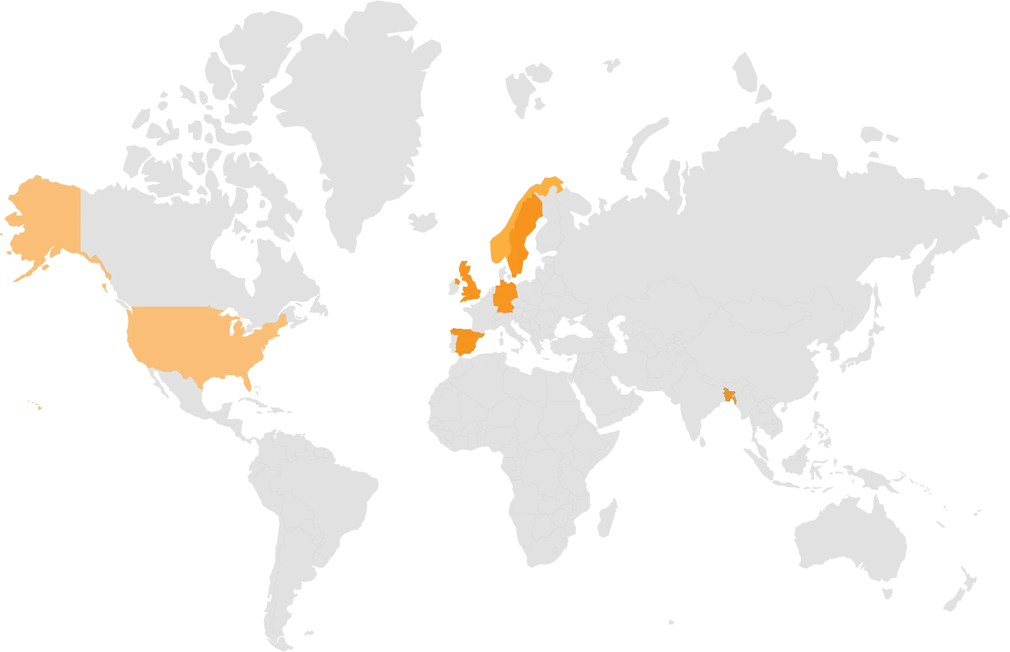 Craftsmen clients and delivery hubs across Europe, the USA, and Asia