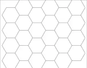 A honeycomb pattern of outlined hexagons tiled edge to edge